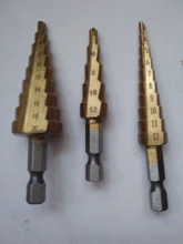 3pc Hss conjunto de broca de paso cono cortador agujero cónico métrico 4 - 12 / 20 / 32mm 1 / 4 titanium de metal recubierto de hex brocas de sierra