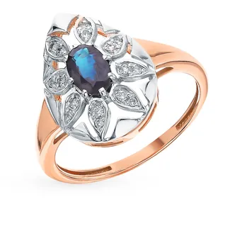 

Gold ring with sapphires and diamonds sunlight sample 585