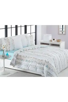 

Ozdilek Ranforce Jolie Soft Feel Hypoallergenic % 100 Cotton 4 Pieces Double Duvet Cover Set with Flat Sheet Mint