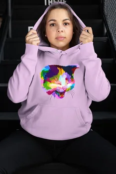 

Angemiel Wear Colorful Smiley Cat Pink Women 'S Hooded Sweatshirt