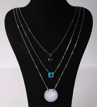 

Personalized Is Three-Chained Round Evil Eye Beads Necklace