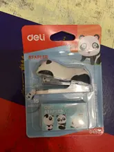 Mini grapadora de dibujos animados DELI, máquina grapadora con 1000 Uds. N. ° 10 grapas para oficina, suministros de encuadernación escolar, lindas grapadoras manuales