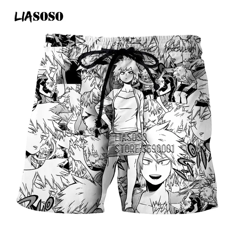 LIASOSO/шорты с 3D принтом, милые трусы для мальчиков, аниме, My Hero Academy Todoroki Shouto Faces, летние шорты, пляжные шорты для мужчин, G3136 - Цвет: 5