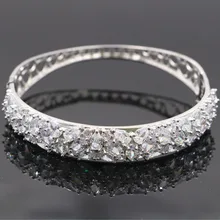 66x12 мм Европейский Стиль Белый сапфир подарок для женщин свадебный серебряный браслет 7,5 дюймов