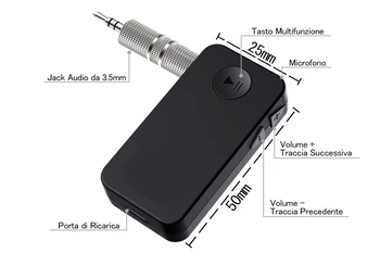 

Portable Bluetooth 4.1 Wireless Adapter for Streaming Audio receiver with built-in microphone for Stereo car home Telef