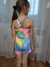 Niño conjunto de ropa para niños niñas verano estampado colorido Arco Iris deporte eslinga de los niños chaleco Top corto con espalda al aire corto pantalones chándales