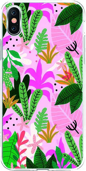 Silicone TPU drawing case SW0067 pink green leaves for Lg K5 | Мобильные телефоны и аксессуары