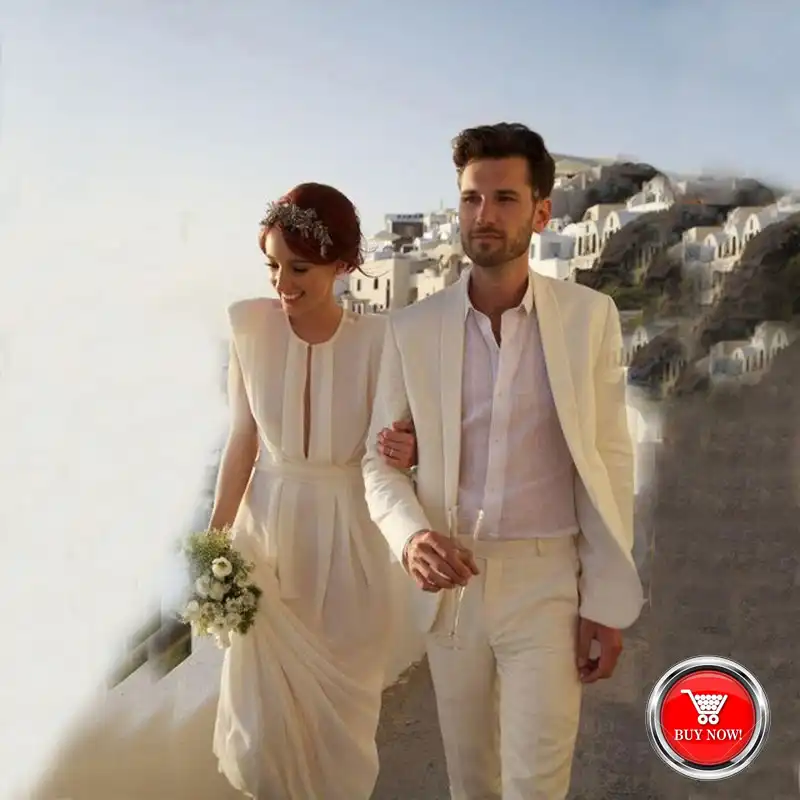 Trajes De Boda Para Hombre De Lino Marfil De Playa Blazer Traje De Novio Informal Ajustado Esmoquin Personalizado Traje De 2 Piezas Para Graduacion De Hombre Aliexpress