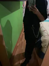 Pantalones Cargo informales para mujer, pantalón holgado de cintura alta, color negro, estilo coreano, con cinta, envío directo