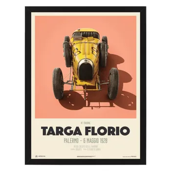 

Poster in the frame Bugatti t35-yellow-targa florio-1928, 32x42 cm