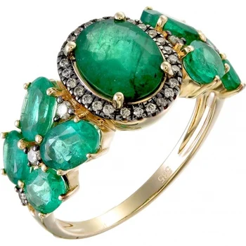 

Sargon jewelry yellow gold emerald diamond ring