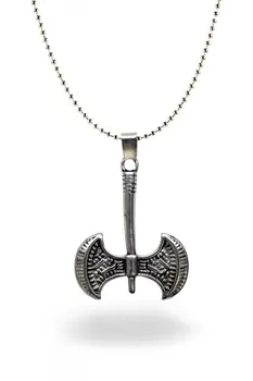 

Angemiel Men Double-Sided Axe Silver Color Chain Metal Necklace
