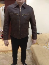 Chaqueta de cuero de vaca para hombre, abrigo de piel de vaca, grueso, de calidad, Estilo vintage, regalo, envío gratis