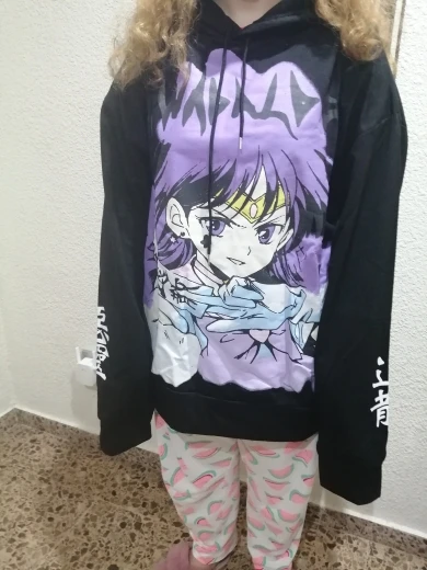 E-girl E-boy Harajuku Anime Cute Girl Oversized Hooded Sweatshirt photo review