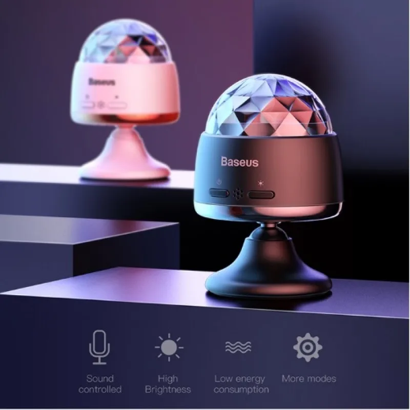 Портативный световой музыкальный шар Baseus Car Crystal Magic Ball Light ACMQD-02(Белый