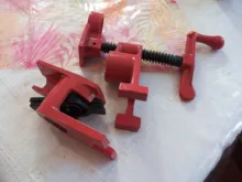 Abrazadera de tubo de pegamento de madera de liberación rápida, juego de abrazadera de Metal y madera de hierro de alta resistencia, Base ancha, banco de trabajo de carpintería, 26,5mm, 3/4 pulgadas, 4 Uds.