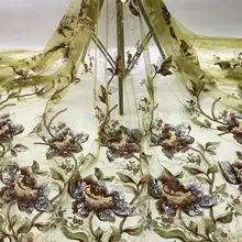 Нигерийские французские блестки французский Тюль кружевная ткань африканский тюль кружевная ткань материалы для вышивки 5 ярдов для вечерние платья