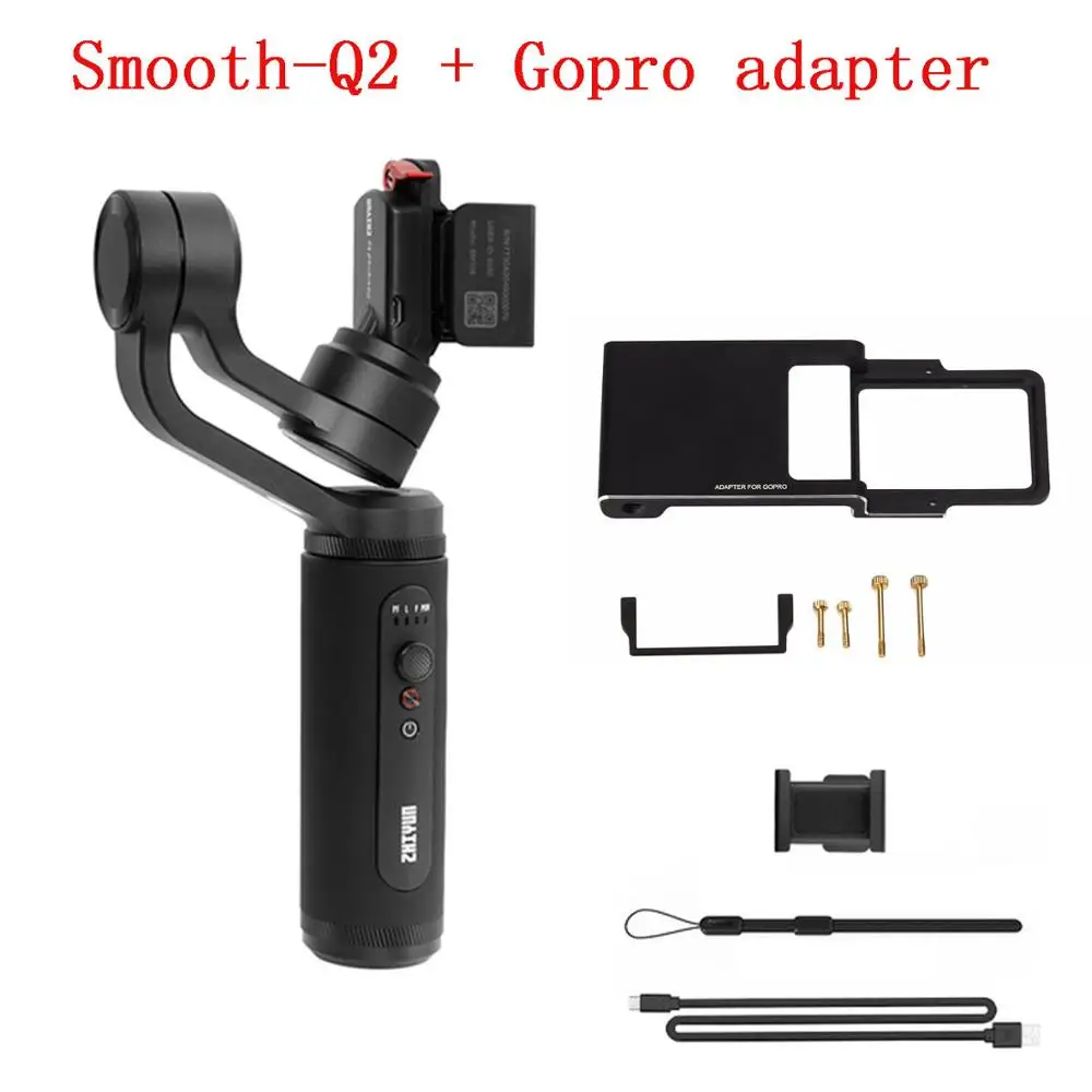 With Adapter ZHIYUN гладкая Q2 SmoothQ 2 3-осевой Карманный стабилизатор для смартфона iPhone X 8 плюс 7 6 Plus SE samsung Galaxy S9, 8,7, 6 - Bundle: With Adapter