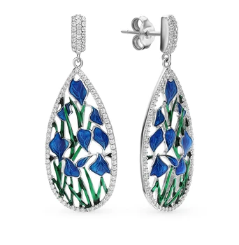 

Silver earrings with cubic zirconia and enamel sunlight sample 925