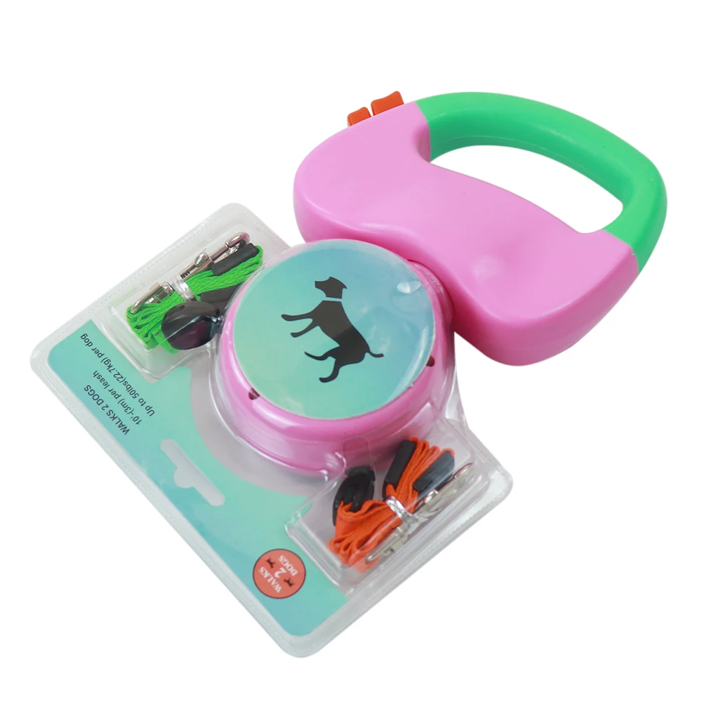 Automatic Retractable Reflective Double-Ended Traction Rope One plus Two Dogs Chain Two Dog Leash Pet Supplies Puppy Patrol Rope 