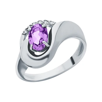 

Silver ring with amethyst and cubic zirconia sunlight sample 925
