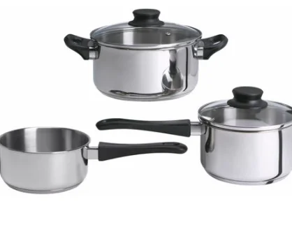 

pot set, glass / stainless steel