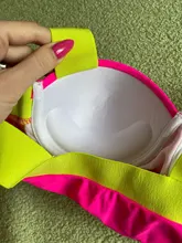 Splicing Bikini Swimsuit Two-Pieces Push-Up Female Women with Bra-Cup Lady V2707