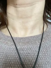 Collar de cadena de cuero negro para mujer y hombre, cuerda trenzada encerada hecha a mano, collar con cierre de acero inoxidable, joya con cadena y pendiente