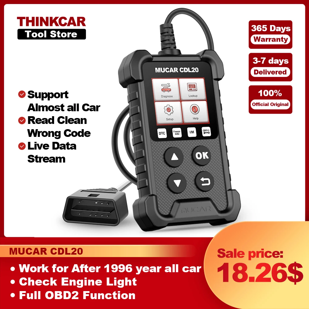 MUCAR CDL20 OBD2 Scanner Professional Auto Engine System Diagnostic Tool Lifetime Free Automotive DTC Lookup Code Reader | Автомобили и