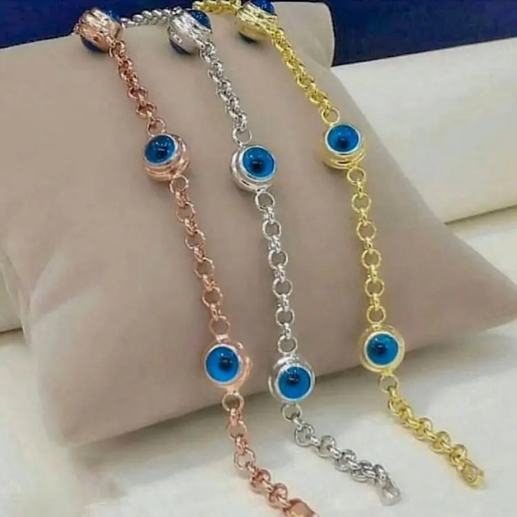 

Trend Evil Eye Beaded Slim Chain Silver Bracelet