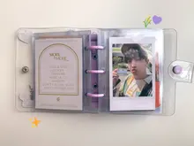 MINKYS Kawaii brillante Mini Bling bolsillo 3 Ring Binder diario cuaderno diario del programa DIY libro de fotos coreano papelería de la escuela