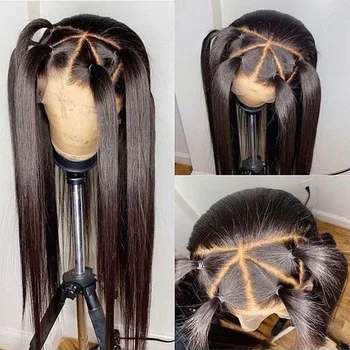 

Full Lace Human Hair Wigs For Women 130%Brazilian Remy Straight Lace Wig Natural Black #1 #2 #4 Pre Plucked Baby Hair Slove Hair