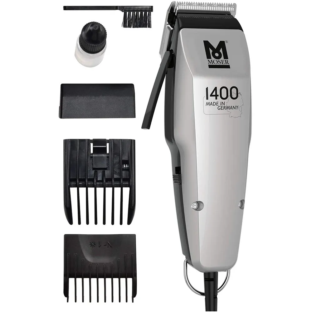 Moser 1400 Silver White Professional Hair Clipper Hair Trimmer Beard Cut  Full Metal Electric Shaver Machine 1406-0458 Barber Kit