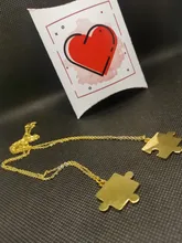 Las parejas rompecabezas collares 2 unids/set para las mujeres amante oro y negro de Color plata rompecabezas colgante collar de joyería Love regalo