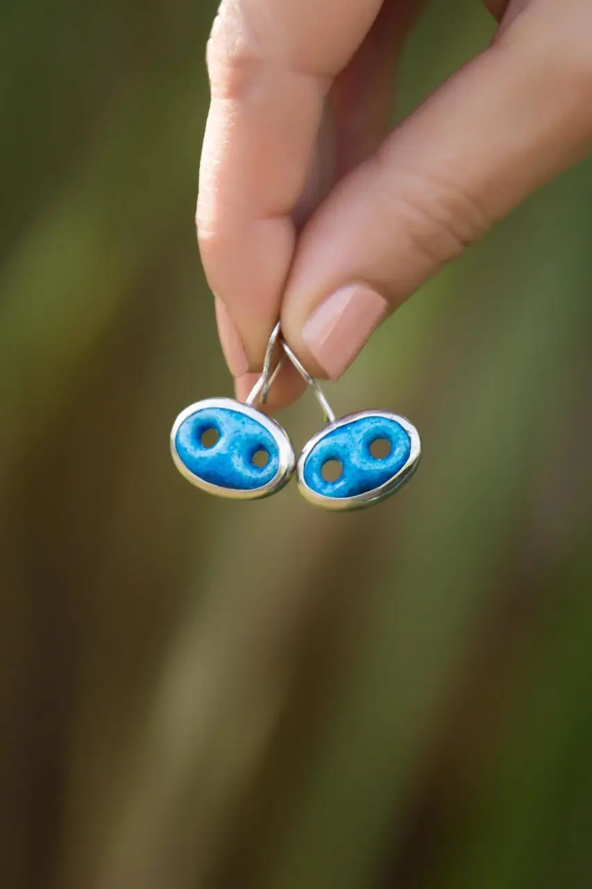 

Syriac Evil Eye Bead Silver Earrings 4740 High Quality Hand Made Original Filigree Silver Jewellery Gift for Women