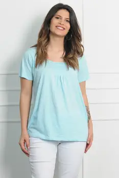 

Sans Textile Women 'S Blue Colar Lace And Rib Stiched Blouse 65 N15929
