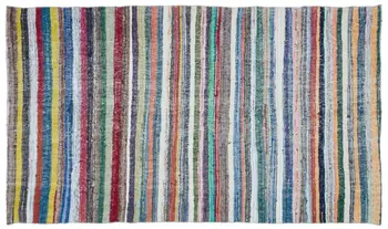 

Handmade Multicolor Vintage English Striped Rug Area Rug 156x274 Cm-5'1''X8'12''