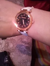 Reloj de pulsera con cielo estrellado para mujer, pulsera femenina romántica e informal, a la moda, Cuero Simple