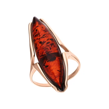 

Silver ring with amber sunlight sample 925