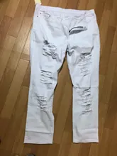 Gersri Agujero Recto destrucción pantalones de vaqueros Denim pantalones vaqueros hombre de diseñador de moda de la marca blanco Jean hombre