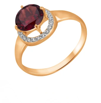 

Gold ring with cubic zirconia and Garnet sunlight