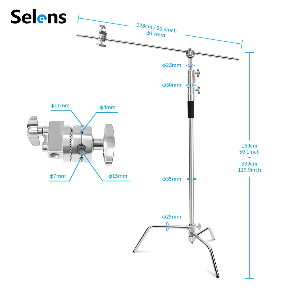 Multi-function Turtle Base C-Stand Photography Studio Heavy Lighting Century C Stand with Folding Legs Grip Head and Arm Kit