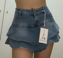 Falda de pantalones cortos de mezclilla Retro para mujer, ropa de calle, faldas cortas de mujer, Vaqueros informales que combinan con todo, vestido de bola elástico, Saia, 2020