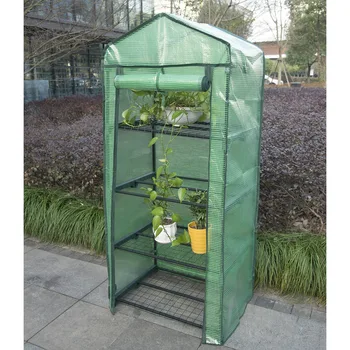 Garden Greenhouse with 4 Levels 69x49x158cm UV-resistant PE Cover Keep Warm Sunroom with Roll-up Windows For Flowers plants