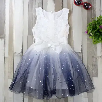 

Summer dress for girls, princess dress sleeveless strappy embroidered flower and star, nice clothes for girls