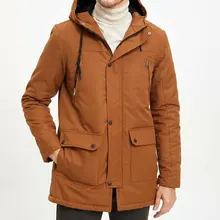 DeFacto Мужская Зимняя Толстая парка с капюшоном, мужские однотонные пуховые пальто, длинное пальто/мужской теплый топ Parka-M1003AZ19CW