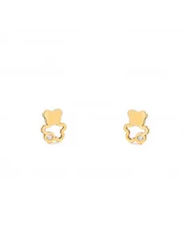 

Gold earrings Baby or Girl bear nacar and zircon (9kts)