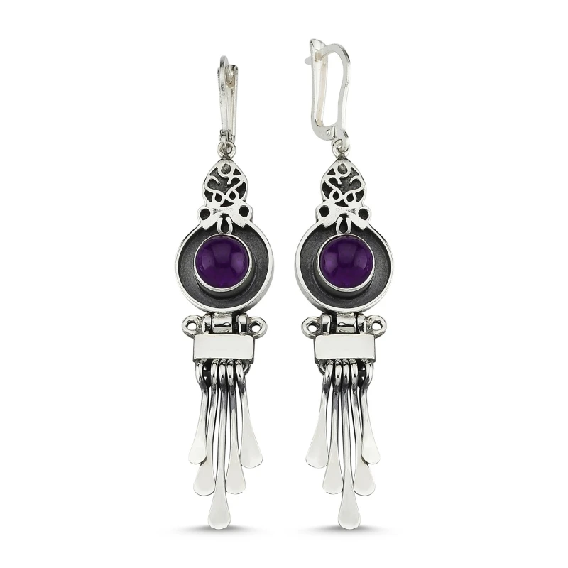 

Armagano Amethyst Cubic Zirconia Dangle Hand Handwork Earrings