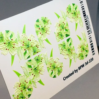 

Slider design Green Lily, BPW. style, water nail sticker, 3d220