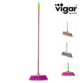 

VIGAR Broom Basic, Broom Steel sweep with handle, for I use indoor or outdoor, flower Power, 36x8x137.5 cm